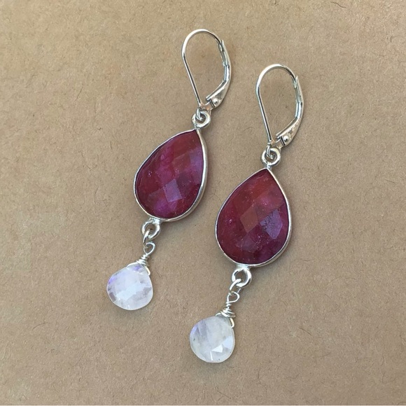 Ruby Moonstone Sundance Charm Earrings - Picture 6 of 6